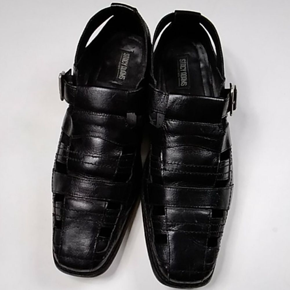 Stylish Black Men's Sandals by Leather Stacy Adams Size 13M